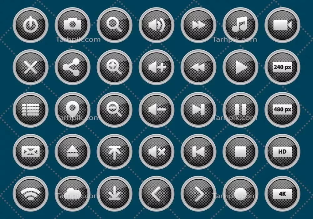 وکتور طراحی نرمافزار برنامه عالی برای رسانهها با آیکونهای صدا و رسانه