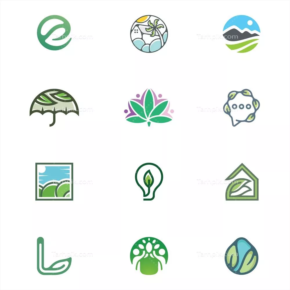 مجموعه لوگو وکتور خلاقانه و اورجینال با مضامین طبیعت و محیط زیست