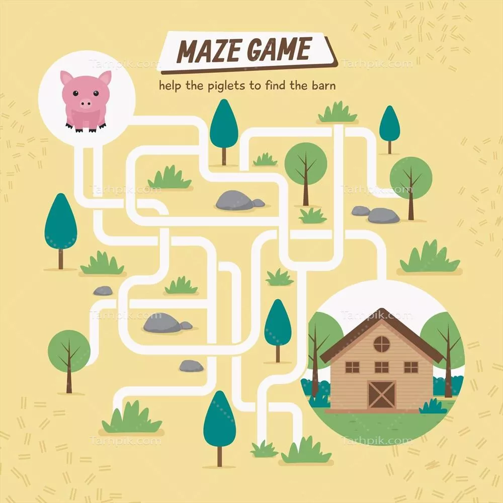 وکتور کاربرگ خلاقانه برای کودکان با الگوی ماز و گراز برای سرگرمی و آموزش