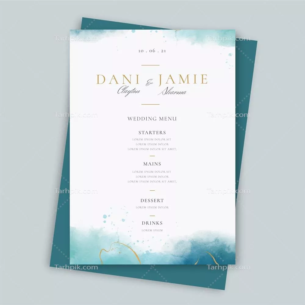 منوی رستوران عروسی خلاقانه و وکتورهای طراحی منحصر به فرد