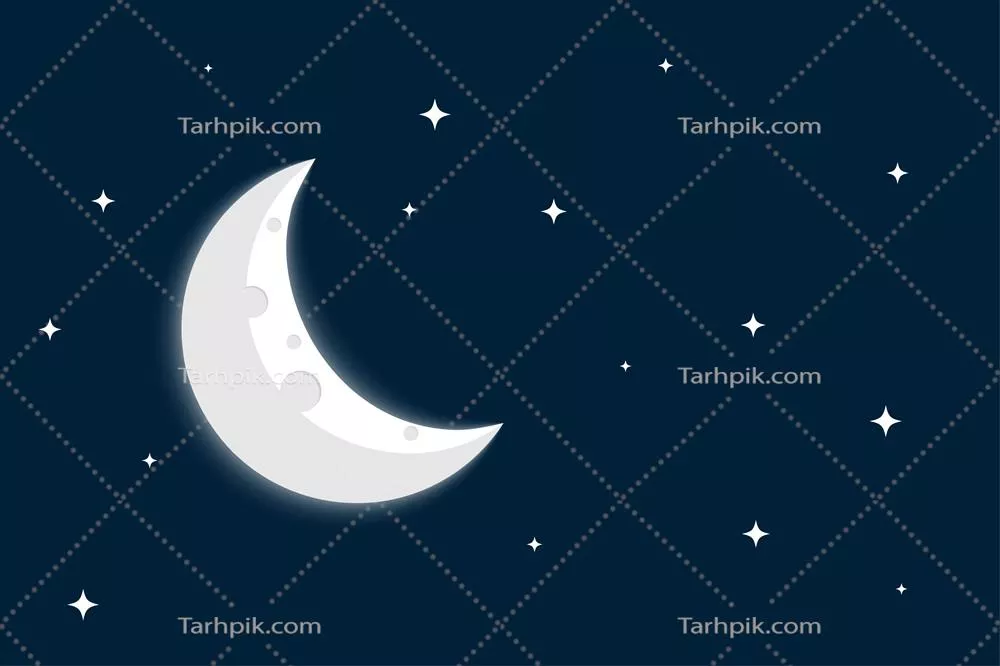 وکتور پسزمینه برداری آسمان صاف با ماه هلالی و ستارهها