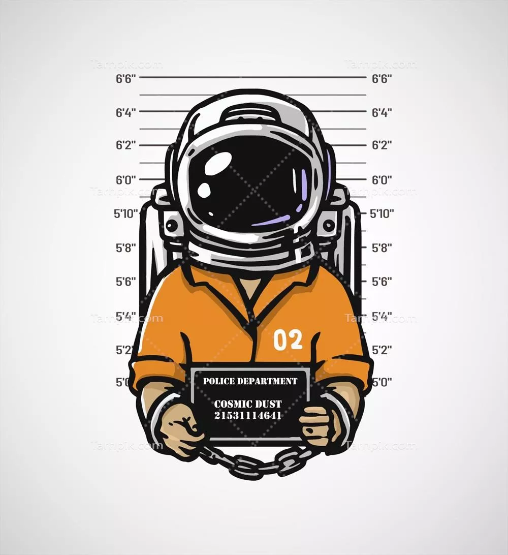 وکتور تصویرسازی طراحی فضانورد متخلف با تم جنایی