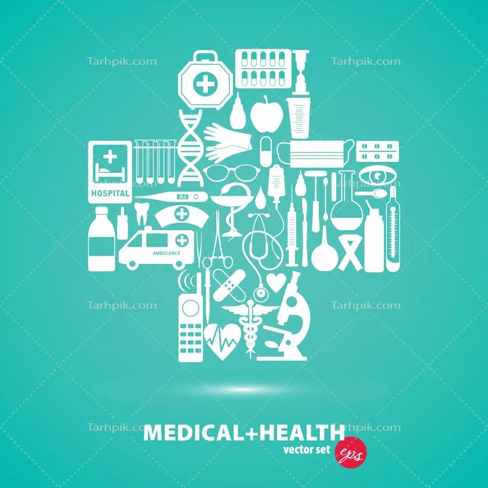 تصویر وکتوری صلیب با عناصر پزشکی برای طراحی گرافیکی و تبلیغاتی