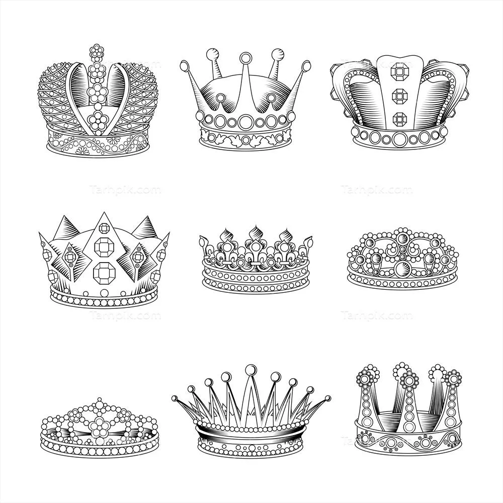 مجموعه وکتور طرح ش crown برای طراحی های مختلف