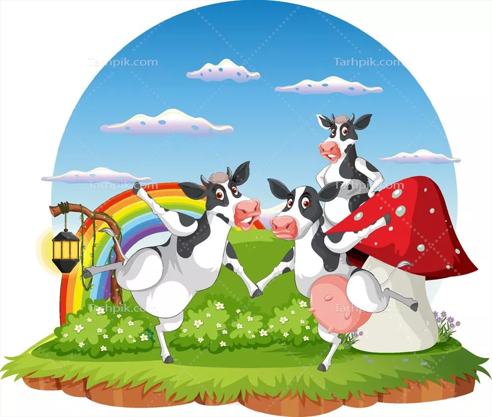 وکتور شخصیت کارتونی حیوانات دوستداشتنی در صحنهای از جزیرهای دورافتاده