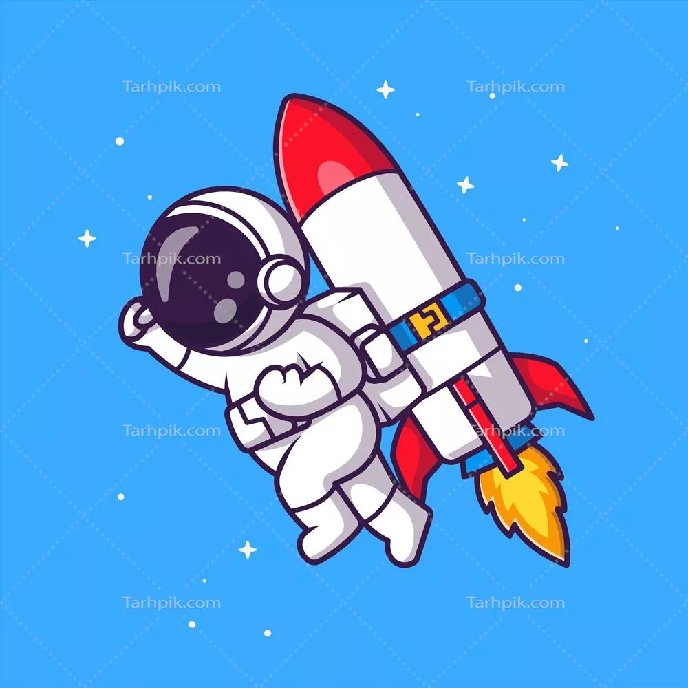 وکتور نگارهای جذاب از فضانوردی دوستداشتنی با موشک در کهکشان