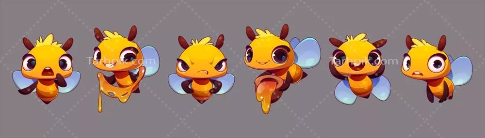 وکتور کارتون شخصیت عروسکی زنبور عسل خوشحال و جذاب با احساسات شیرین