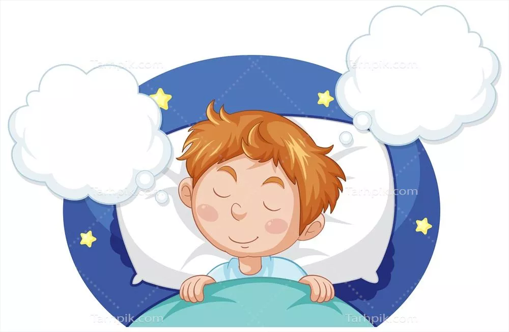 تصویر وکتور از یک پسر خواب برای استفاده در طراحیهای بامزه و کودکانه