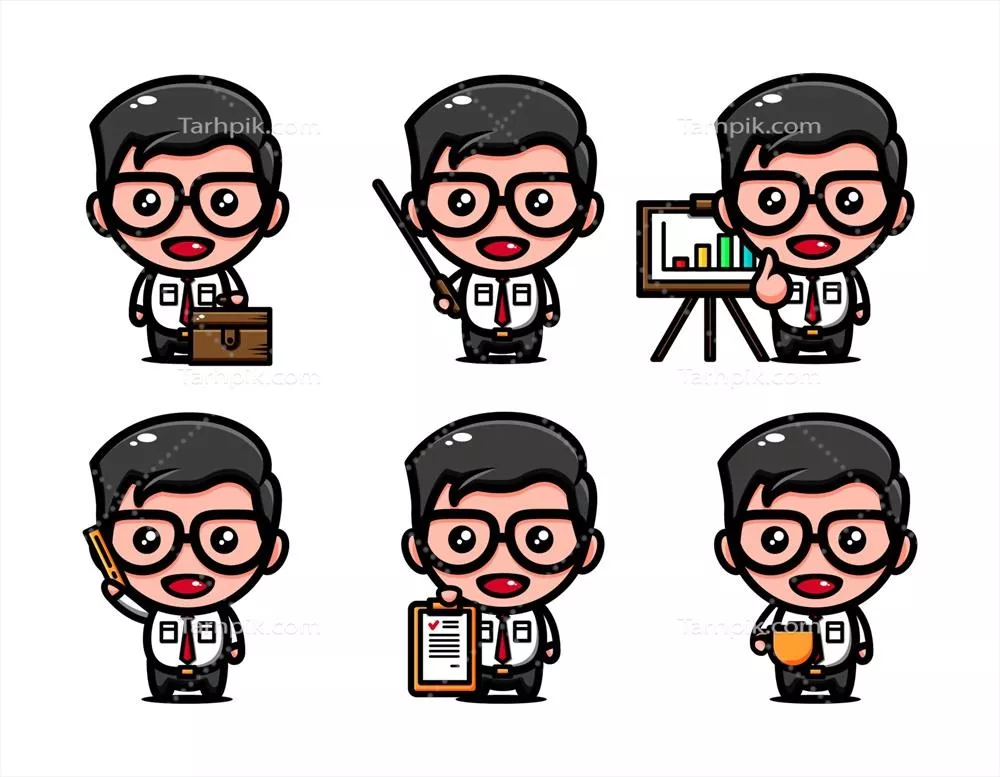 وکتور مجموعه طراحی شخصیت مرد کسبوکار بامزه برای کارهای تمدار