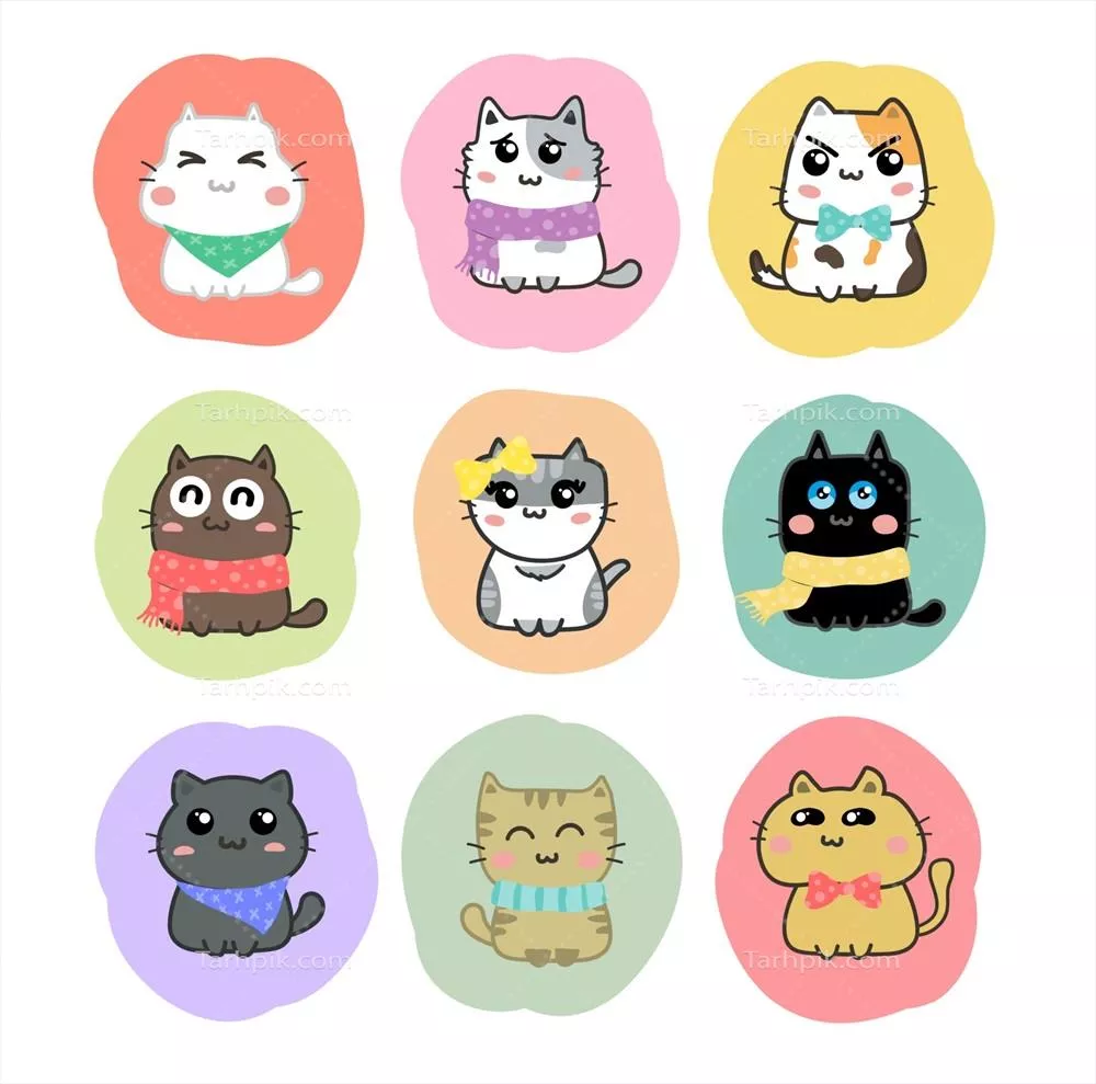 مجموعه کارتونی گربههای بامزه به صورت وکتور