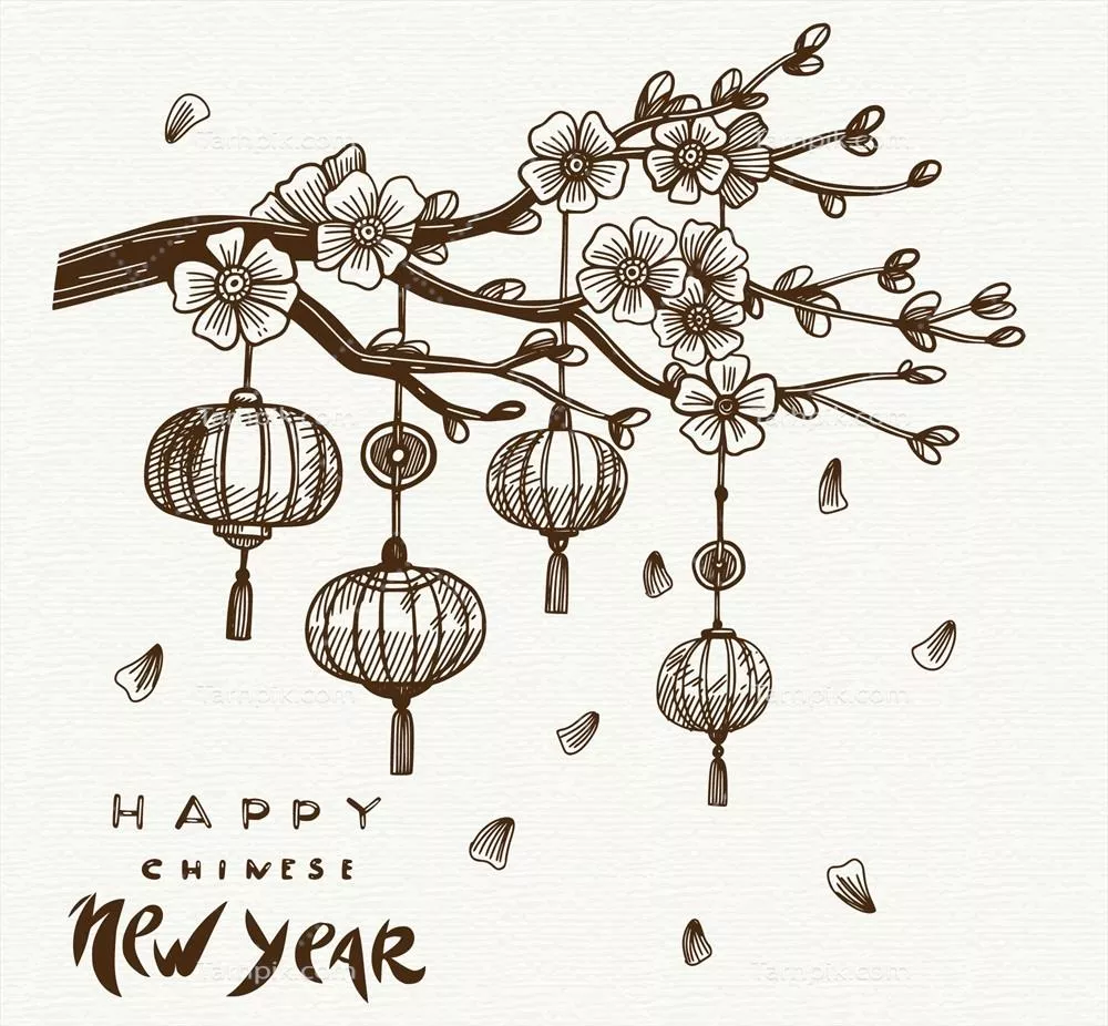 پسزمینه وکتور خوشحال و زیبا برای جشن سال جدید چینی