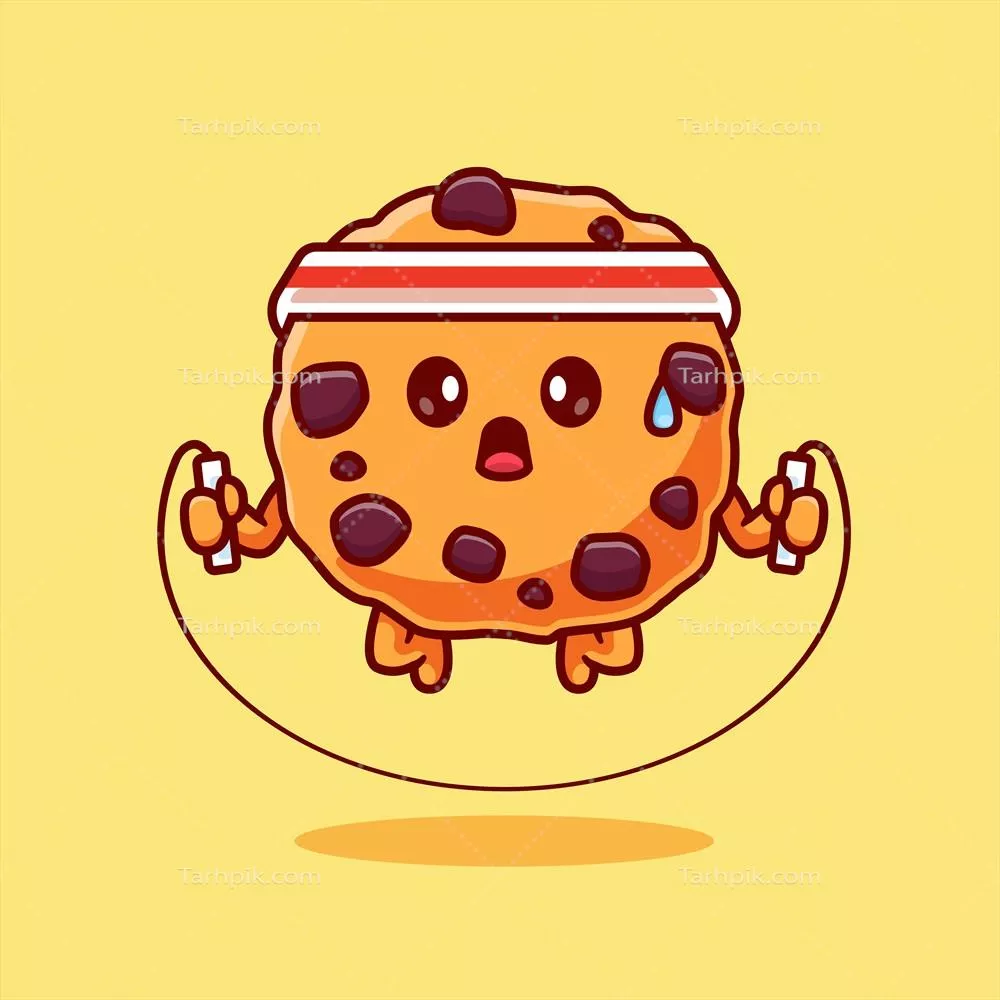 وکتور شکلاتی‌های قشنگ: کارتونی از کوکی‌های بازیگوش در حال طناب زدن