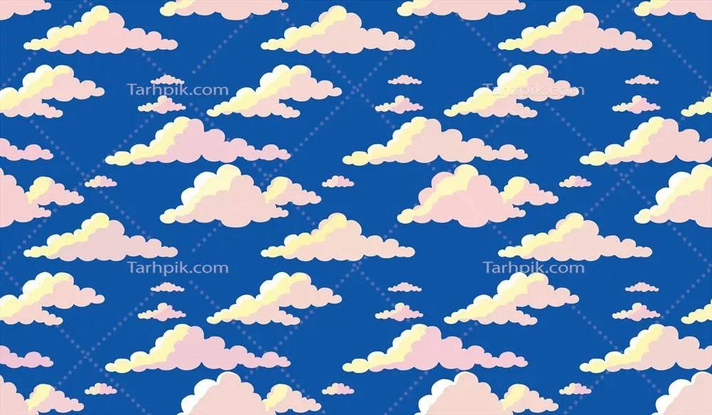 وکتور الگوی تصویرسازی ابری زیبا و بامزه با طراحی شاداب و رنگارنگ