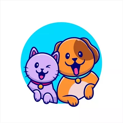 تصویر کارتونی وکتور از سگ و گربه با طراحی بامزه و جذاب