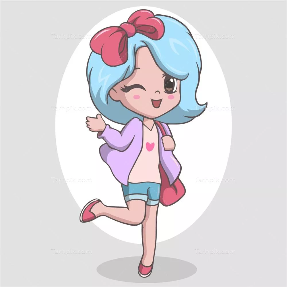 وکتور عکس دختر کوچک دبستانی با Pose شیرین و جذاب