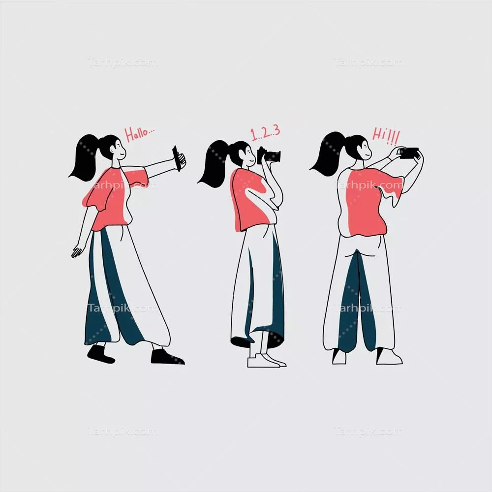 وکتور دختری بامزه و دوستداشتنی که محتوا تولید کرده و در شبکههای اجتماعی منتشر میکند