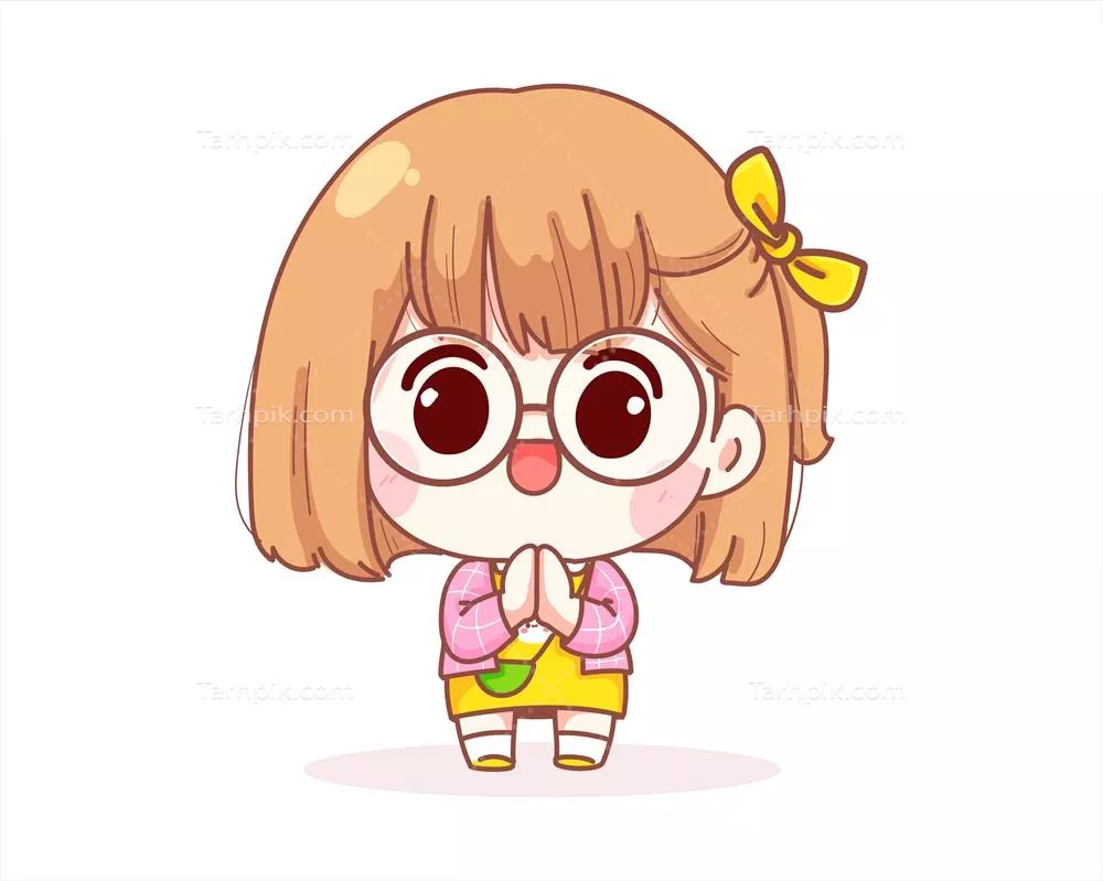 وکتور دختر بانمک در حال دعا و شکرگزاری با احساس آرامش و خوشحالی