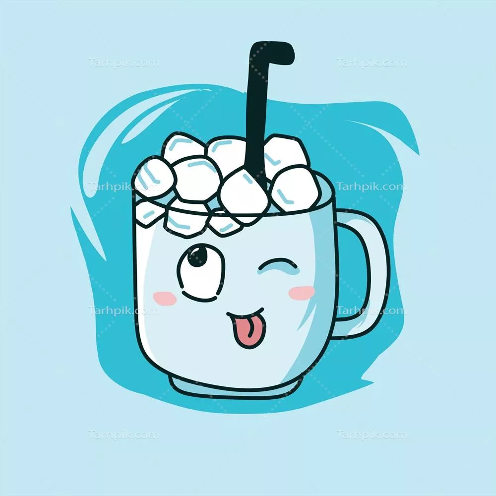 وکتور آیکون زیبای لیوان شیشهای پر از نوشیدنی سرد و یخهای داخل آن