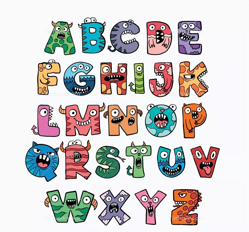 وکتور حروف الفبا با طراحی شگفتانگیز و بامزه هیولاهای هالووین