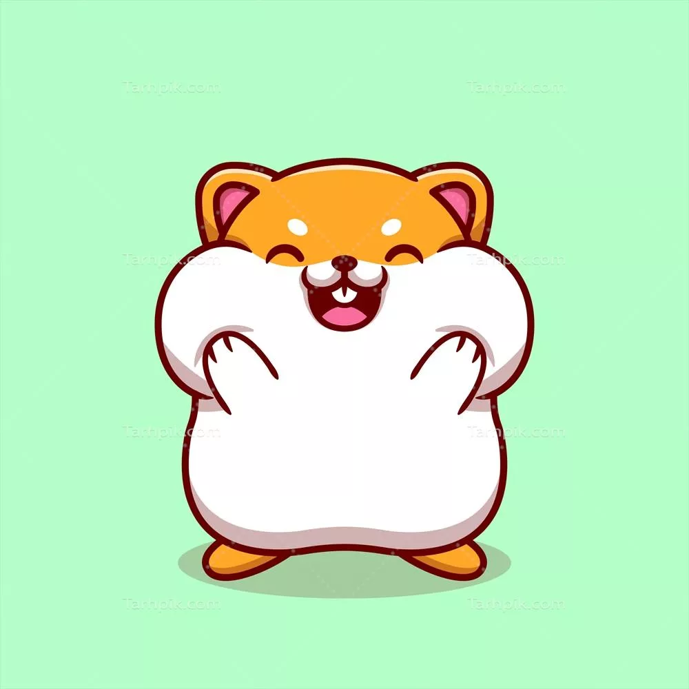 وکتور تصویر کارتونی بامزه از همستر در حال نگه داشتن گونههایش