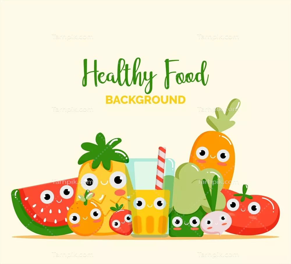 پسزمینه وکتوری از غذاهای سالم و زیبا برای طراحی و محتوای بصری