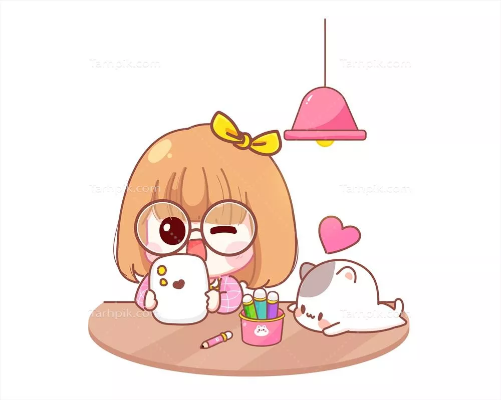 تصویر کارتونی کودک ناز با گوشی هوشمند در طراحی وکتور