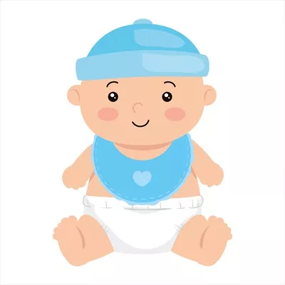 تصویر وکتور طراحی شده از یک نوزاد پسر زیبا با پیشبند در پس‌زمینه سفید