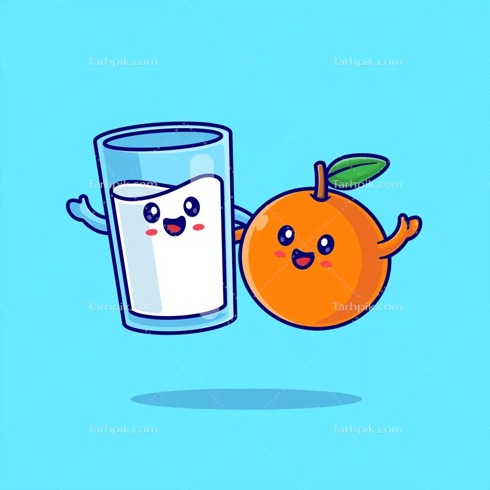 آیکون کارتونی زوج شیر و نارنجی جذاب در طراحی فلت و وکتور