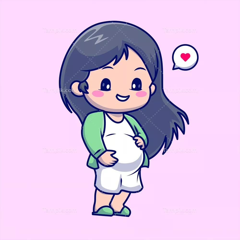 آیکون وکتور انیمیشنی مادر باردار و جذاب با خانواده در طراحی منحصر به فرد