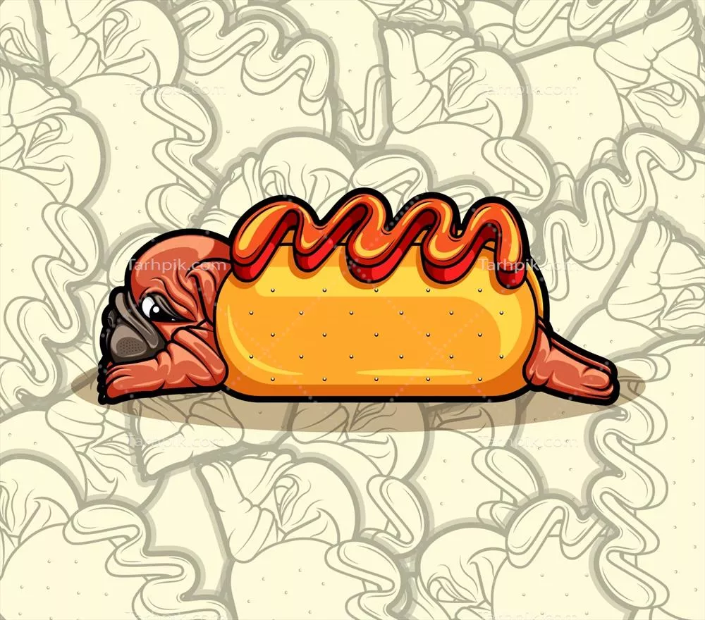 وکتور تصویر یک پاپیون زیبا در حال نشستن در سوسیس داغ