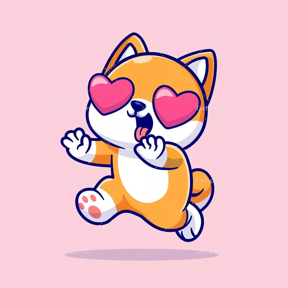 عکس کارتونی وکتور از سگ شیبا اینو با طرح عاشقانه و زیبا