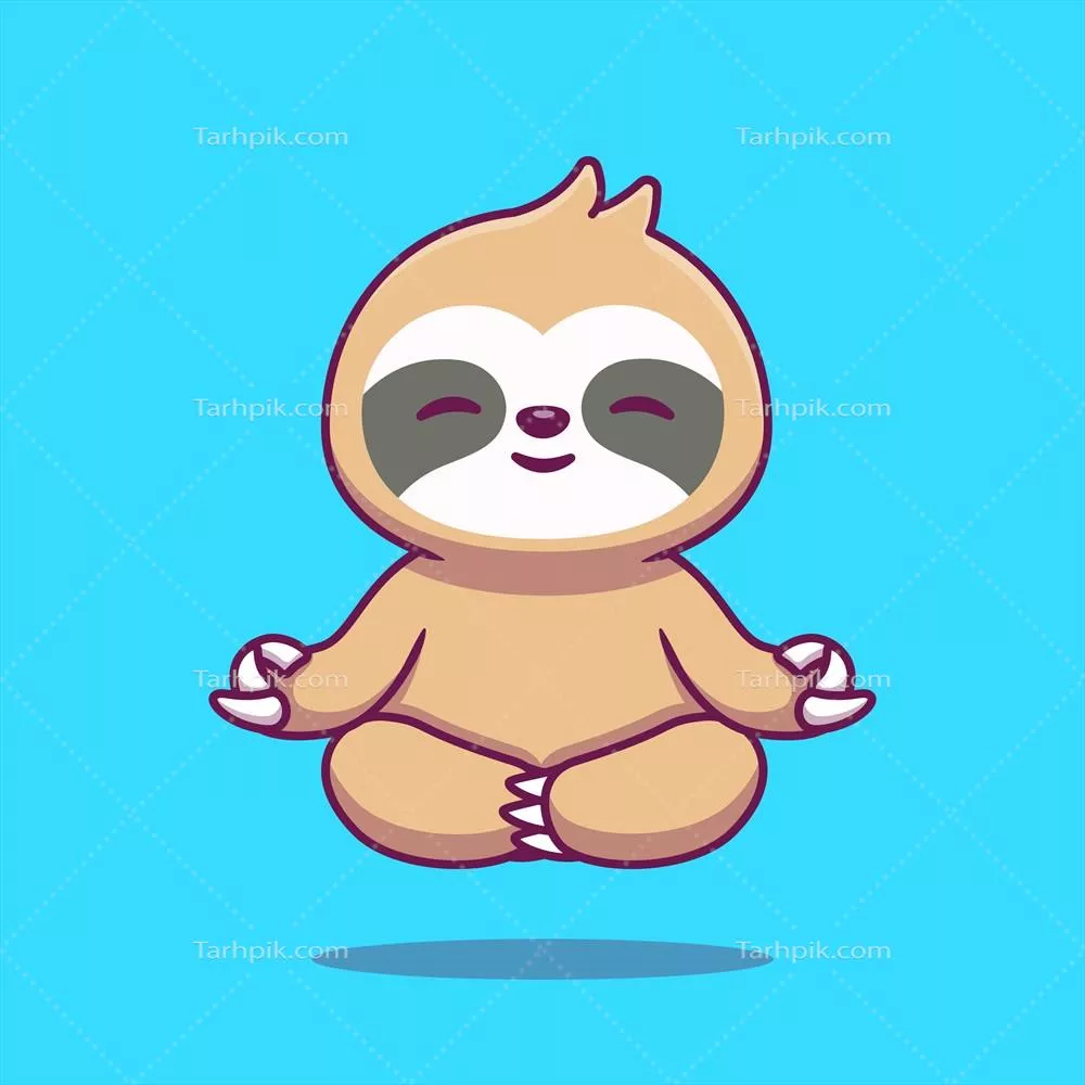 وکتور تصویر کارتونی نماد دوستی و آرامش، با یک سهانگشتی در حال یوگا