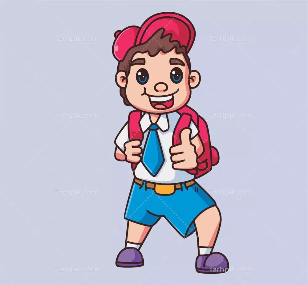 وکتور شخصیت کارتونی دانشجویی با ظاهری زیبا که انگشت شست را نشان میدهد