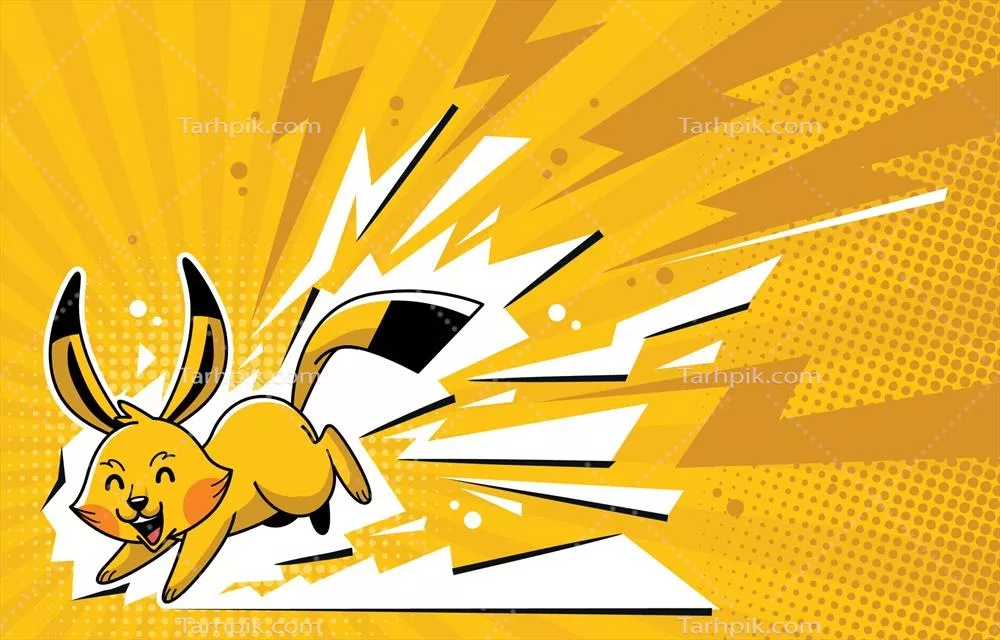 وکتور ماوس زرد زیبا با پسزمینه قدرت الکتریکی خیره کننده