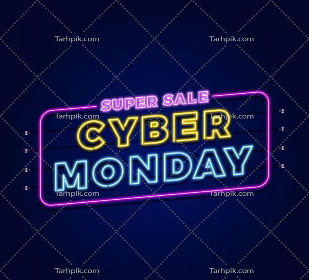 وکتور مفهوم سایبر دوشنبه با پسزمینه نئونی و طراحی مدرن