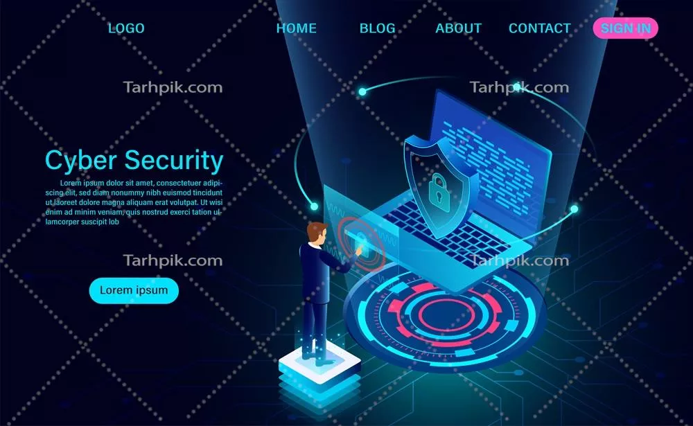 وکتور بنر مفهومی امنیت سایبری: محافظت از دادهها و حریم خصوصی با نماد سپر و موبایل