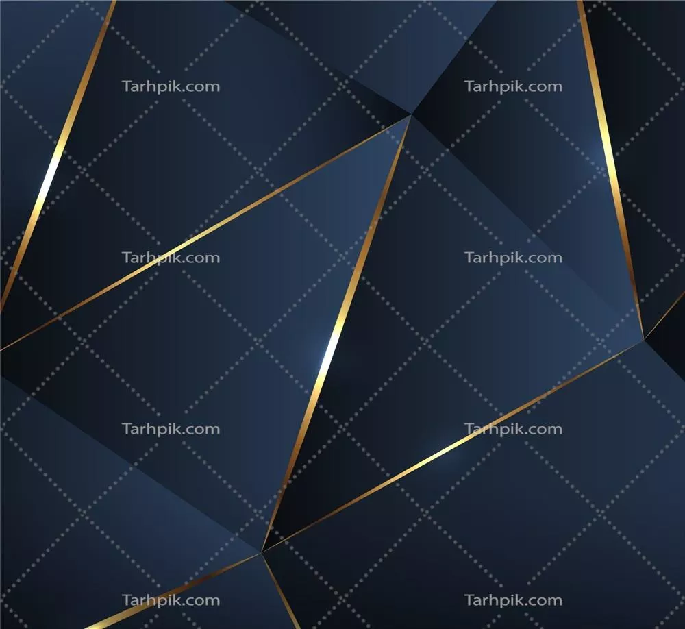 پسزمینه تیره پلیگونال با خطوط طلایی - تصویر وکتور