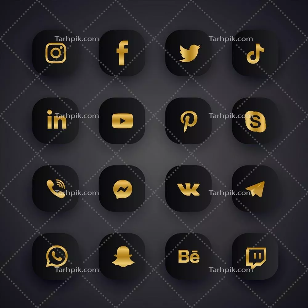 وکتور مجموعه آیکون های رسانه های اجتماعی تاریک و مدرن برای طراحی های شما