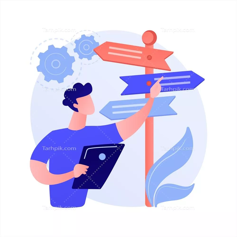 تصمیمگیری: مفهوم انتزاعی با طراحی وکتوری مدرن و خلاقانه