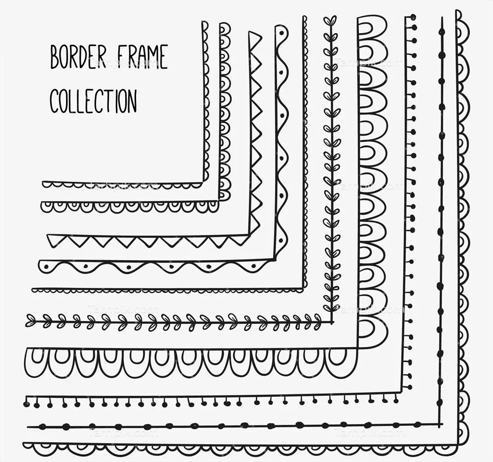 مجموعه قابهای تزئینی با حاشیههای دستی طراحی شده به صورت وکتور