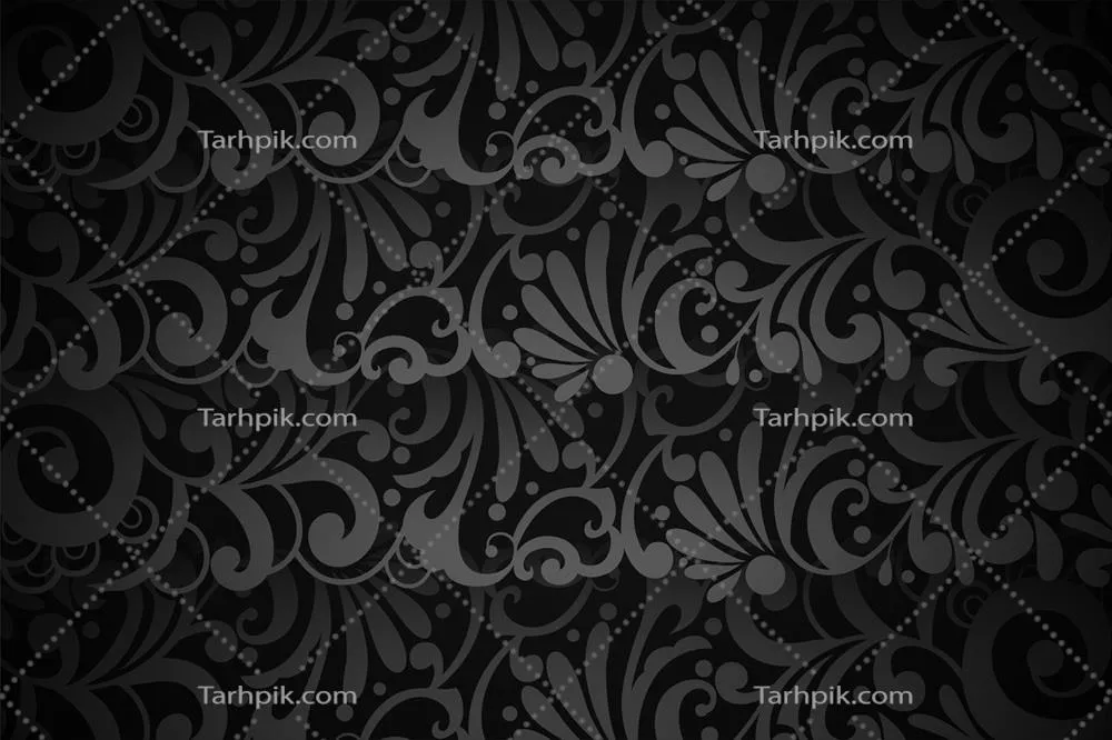 وکتور طرح هنری مدرن و دکوراوی با زمینهای سیاه و گلهای تزیینی
