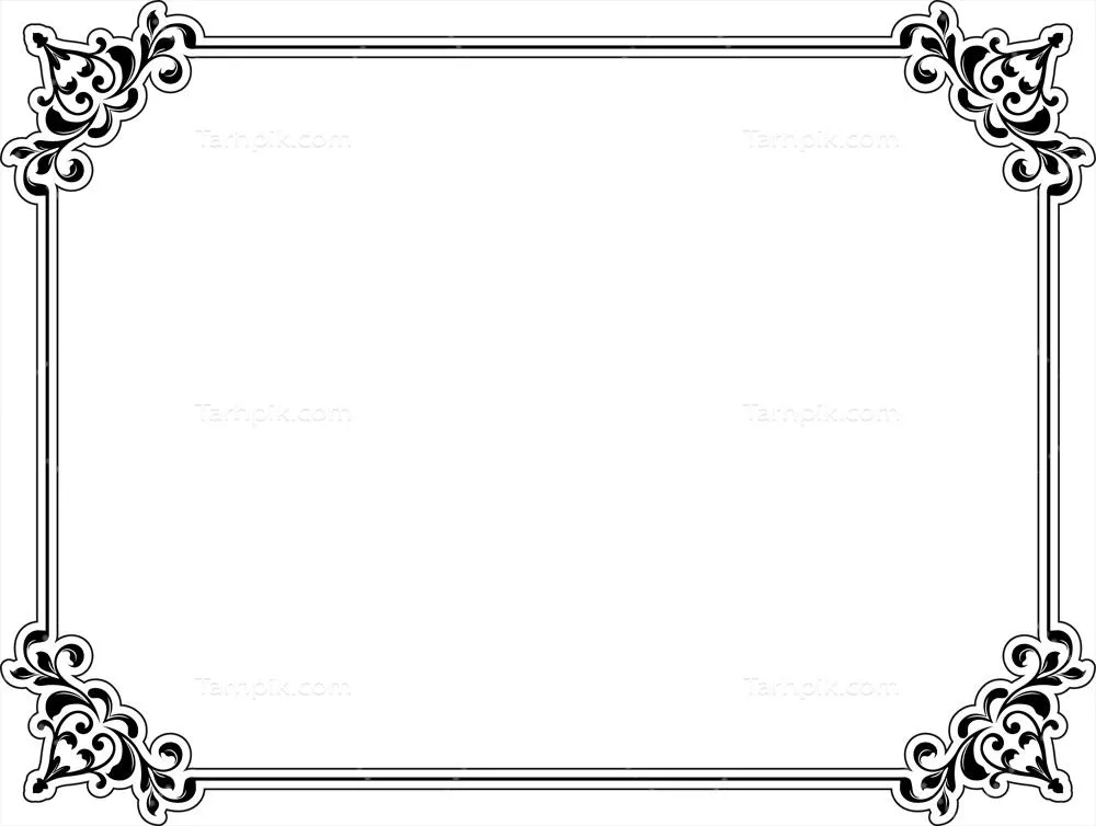 وکتور حاشیه تزئینی گلدار سیاه بر روی پس زمینه سفید