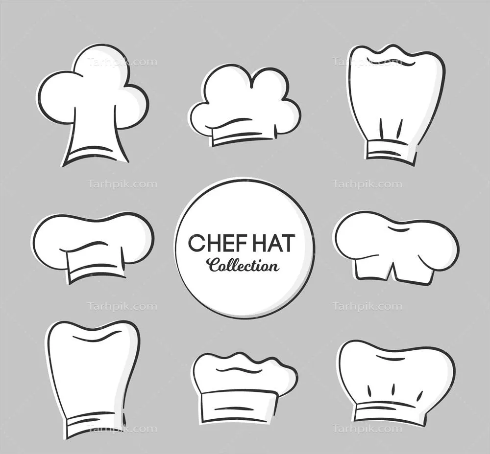 کلاههای سرآشپز دستساز و تزئینی در قالب وکتور