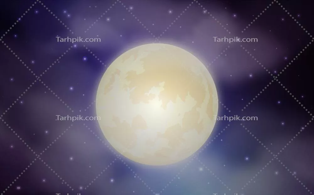 پسزمینه وکتور مهآلود و تار از ماه در آسمان شب