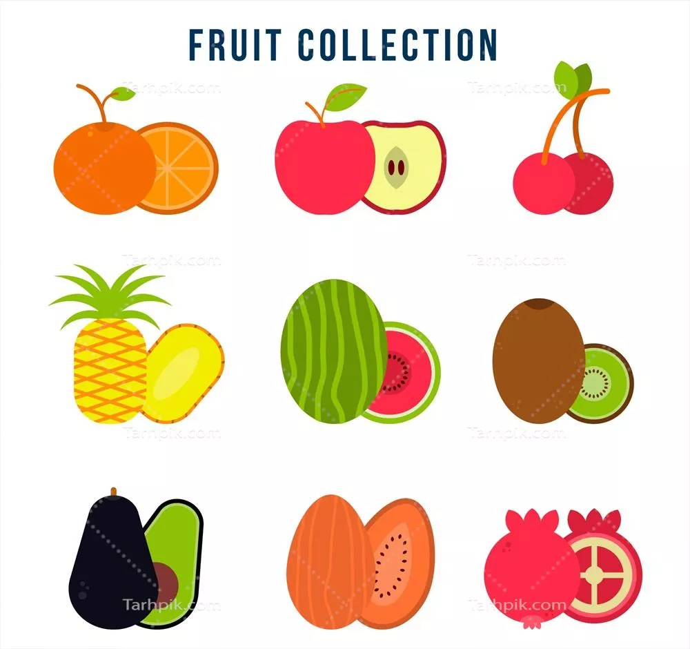 مجموعه وکتور میوه‌های خوشمزه با طراحی خاص و جذاب