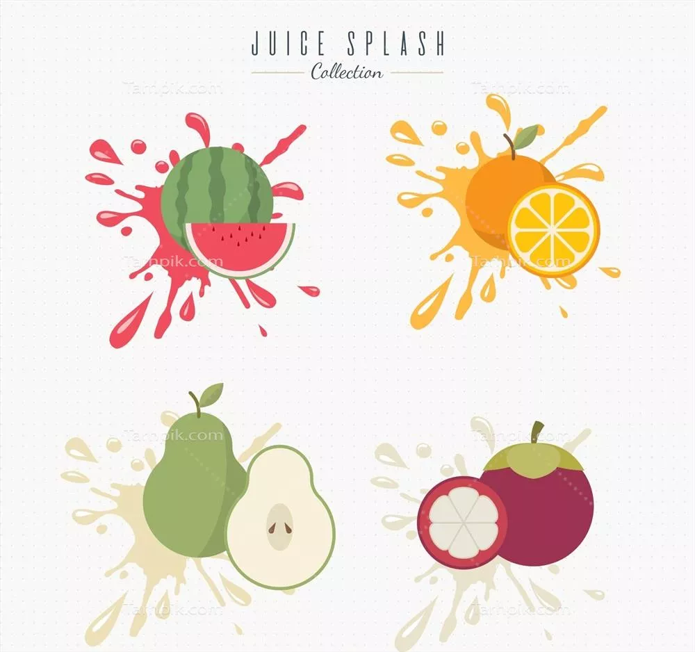 مجموعه ای از آبمیوه های لذیذ با میوه های تازه - وکتور