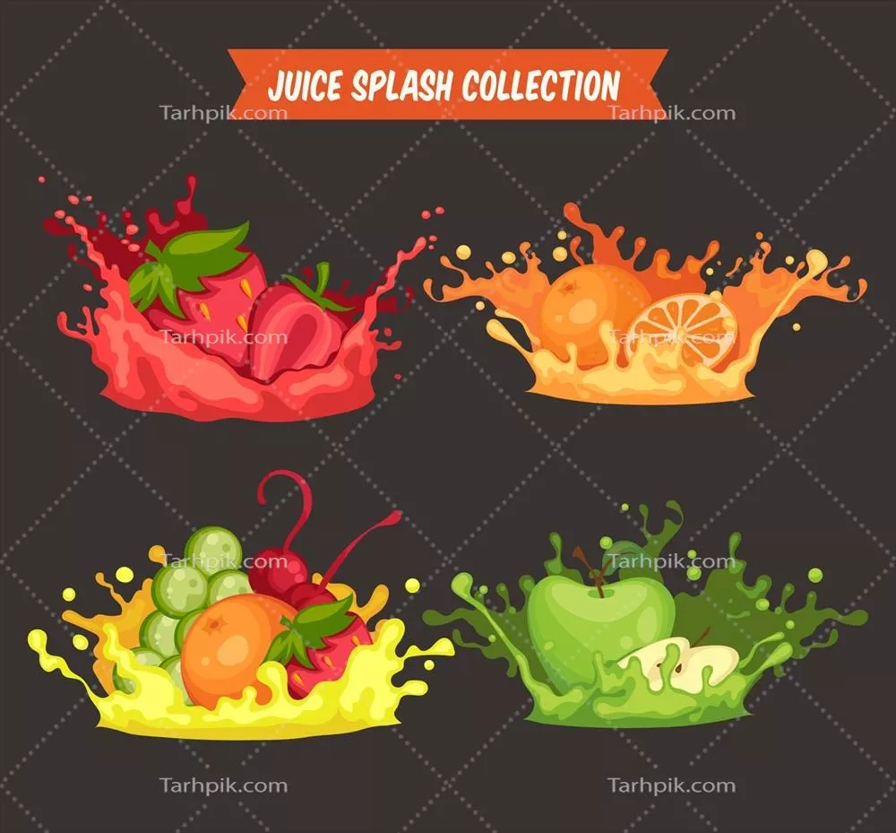 مجموعه آبمیوههای خوشمزه و پر از میوه در طراحی وکتور