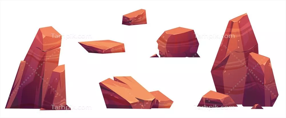 مجموعه ای از قطعات سنگی و کوه های بیابانی – وکتور زیبا