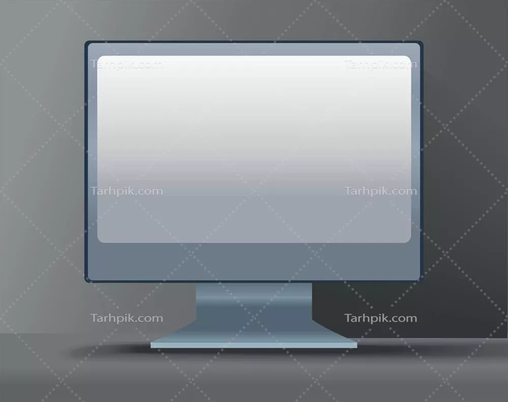 وکتور مکاپ صفحه نمایش دسکتاپ با پس زمینه خاکستری و طراحی مدرن