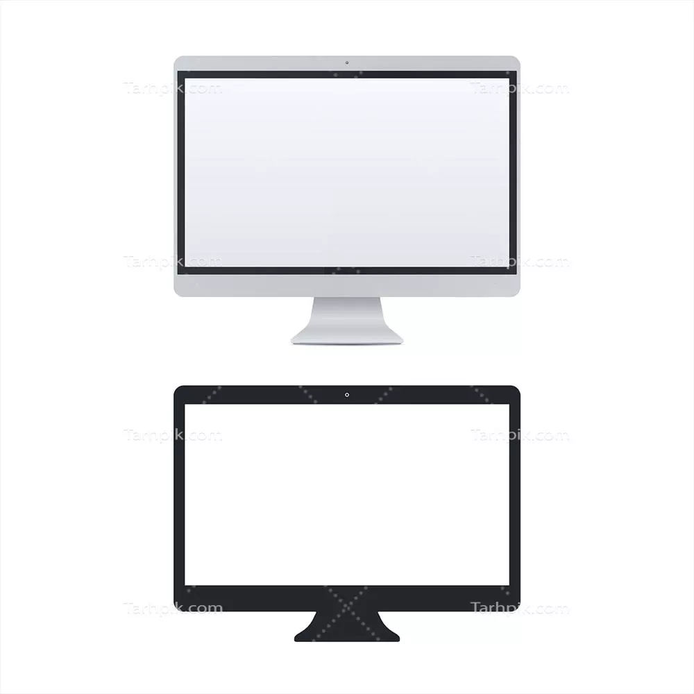 وکتور طراحی قالب رایانه شخصی رومیزی با صفحه نمایش خالی بر روی پس زمینه سفید
